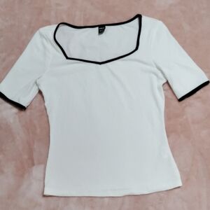 Zara White Tee with Black Accents